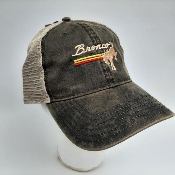 Bronco Relaxed Trucker Mesh Snapback Hat Cap Embroidered Brown Tan 4x4 Ford Out - Picture 3 of 4